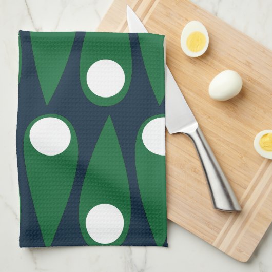 Abstraktes grün-weißes Muster Geschirrtuch (Viertel Falte)
