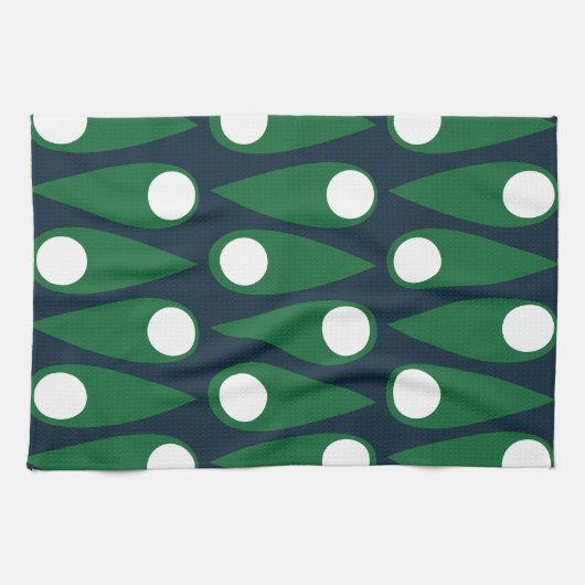 Abstraktes grün-weißes Muster Geschirrtuch (Horizontal)