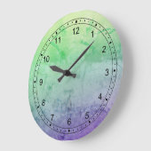 Abstraktes Grünblau und Lila Spritzer Große Wanduhr (Winkel)