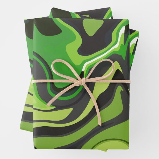 Abstraktes grünes Ablaufmuster Geschenkpapier Set (Beispiel)