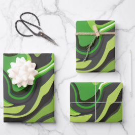 Abstraktes grünes Ablaufmuster Geschenkpapier Set