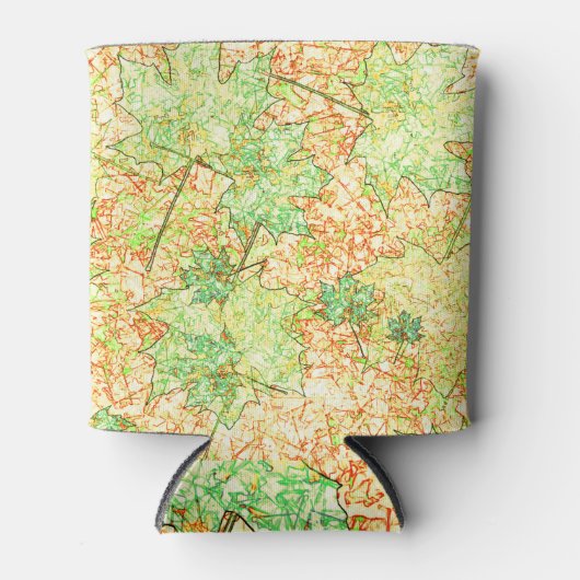 Abstraktes grünes Ackerblatt auf zerkratztem Boden Dosenkühler (Vorderseite)