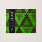 Abstraktes grünes Dreieck-Muster + Individueller Puzzle (Horizontal)