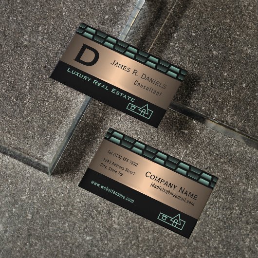 Abstraktes, grünes Kupferluxus Metallic Art Patter Visitenkarte