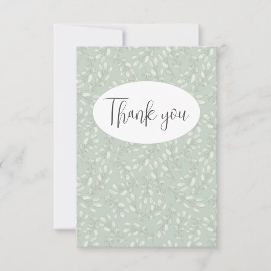 Abstraktes grünes Leaf Flat Danke Karte (Vorderseite)