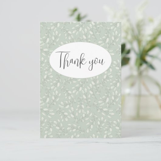 Abstraktes grünes Leaf Flat Danke Karte (Stehend Vorderseite)