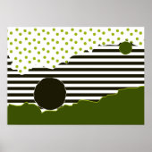 Abstraktes grünes Muster & Punkte Poster (Vorne)