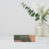 Abstraktes grünes Orangenschwarz Mini Visitenkarte (Stehend Vorderseite)