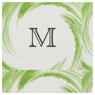 Abstraktes grünes Swirl Monogramm #2 Stoff