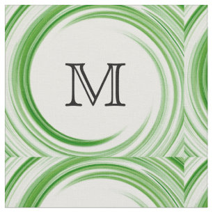 Abstraktes grünes Swirl Monogramm Nr. 3 Stoff