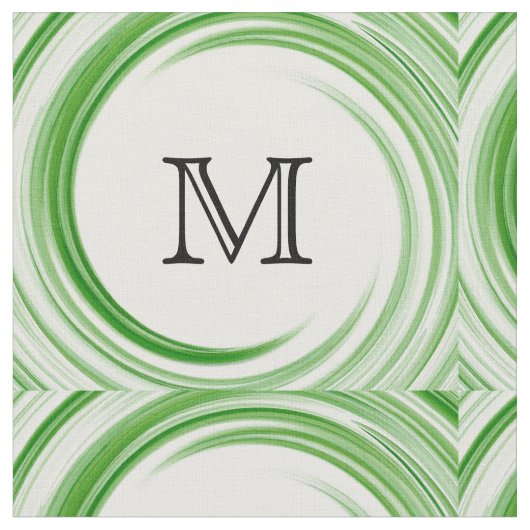Abstraktes grünes Swirl Monogramm Nr. 3 Stoff (Nahaufnahme)