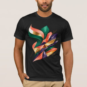 Abstraktes grünes und goldenes geometrisches Shard T-Shirt
