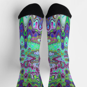 Abstraktes Grünes und Purpurfarbenes Wellige Mosai Socken