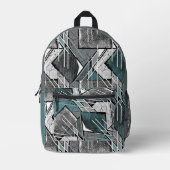 Abstraktes Grunge grau, türkis Bedruckter Rucksack (Vorderseite)