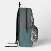 Abstraktes Grunge grau, türkis Bedruckter Rucksack (Links)