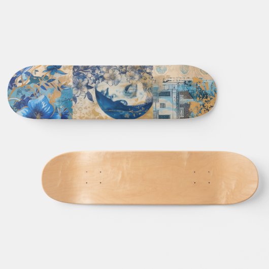 Abstraktes Grunge Indigo Blue Skate Deck Skateboard (Horizontal)