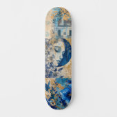 Abstraktes Grunge Indigo Blue Skate Deck Skateboard (Vorderseite)