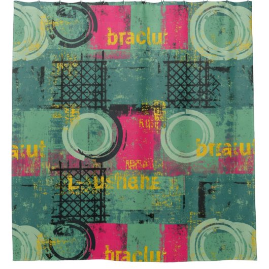 Abstraktes Grunge-Muster mit geometrischen Formen Duschvorhang (Vorderseite)