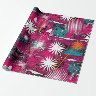 Abstraktes Grunge-Muster mit Löwenzahn Geschenkpapier
