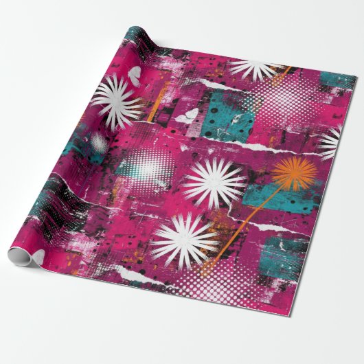 Abstraktes Grunge-Muster mit Löwenzahn Geschenkpapier (Ungerollt)