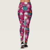 Abstraktes Grunge-Muster mit Löwenzahn Leggings (Rückseite)