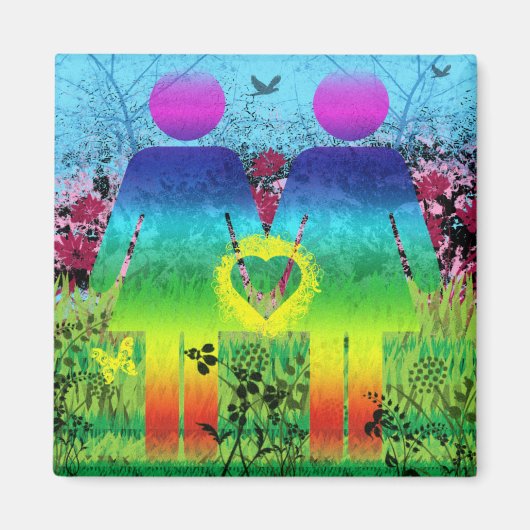 Abstraktes Grunge Rainbow Liebe Magnet (Vorne)