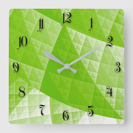 Abstraktes Grünmuster Quadratische Wanduhr (Vorderseite)