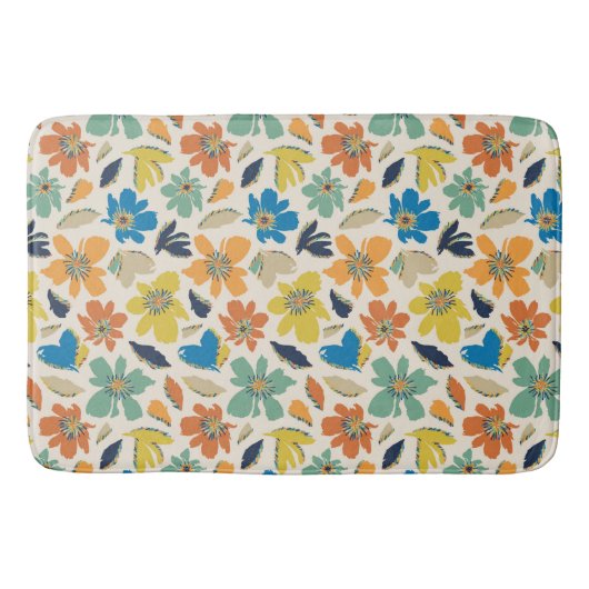 Abstraktes handgezeichnetes Boho-Blumenmuster Badematte (Vorderseite)