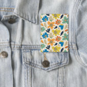 Abstraktes handgezeichnetes Boho-Blumenmuster Button (Insitu)