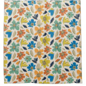 Abstraktes handgezeichnetes Boho-Blumenmuster Duschvorhang (Vorderseite)