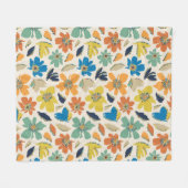 Abstraktes handgezeichnetes Boho-Blumenmuster Fleecedecke (Vorderseite (Horizontal))