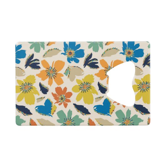 Abstraktes handgezeichnetes Boho-Blumenmuster Geldbeutel Flaschenöffner (Rückseite Horizontal)