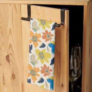Abstraktes handgezeichnetes Boho-Blumenmuster Geschirrtuch