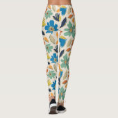 Abstraktes handgezeichnetes Boho-Blumenmuster Leggings (Rückseite)