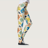 Abstraktes handgezeichnetes Boho-Blumenmuster Leggings (Rechts)