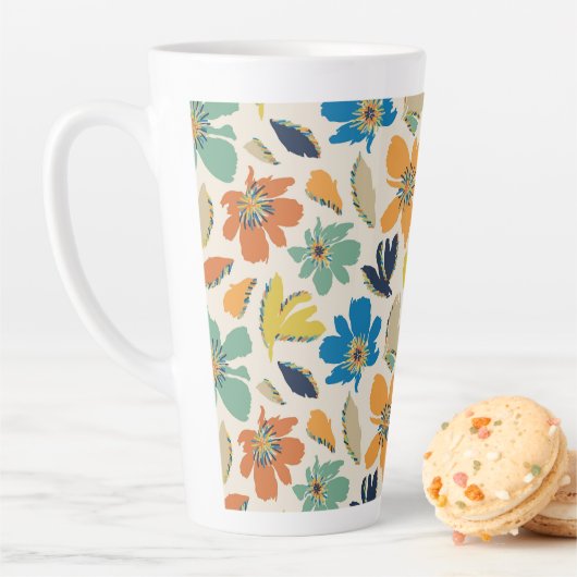 Abstraktes handgezeichnetes Boho-Blumenmuster Milchtasse (Beispiel)