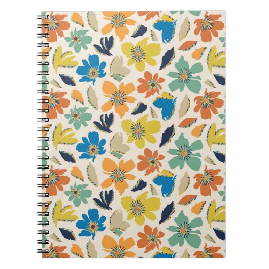 Abstraktes handgezeichnetes Boho-Blumenmuster Notizblock (Vorderseite)