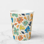 Abstraktes handgezeichnetes Boho-Blumenmuster Pappbecher (Vorderseite)
