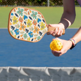 Abstraktes handgezeichnetes Boho-Blumenmuster Pickleball Schläger