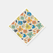 Abstraktes handgezeichnetes Boho-Blumenmuster Serviette (Ecke)