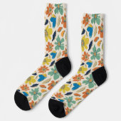 Abstraktes handgezeichnetes Boho-Blumenmuster Socken (Linkes Detail)