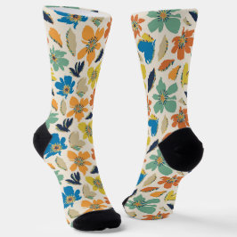 Abstraktes handgezeichnetes Boho-Blumenmuster Socken