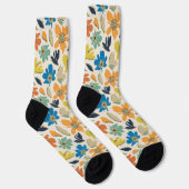 Abstraktes handgezeichnetes Boho-Blumenmuster Socken (Rechts)