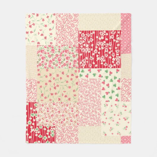 abstraktes, handgezeichnetes Patchwork-Muster Fleecedecke (Vorderseite)