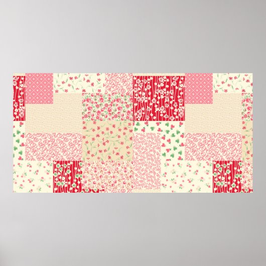 abstraktes, handgezeichnetes Patchwork-Muster Poster (Vorne)