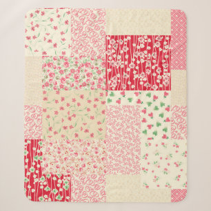 abstraktes, handgezeichnetes Patchwork-Muster Sherpadecke