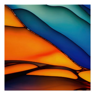 Abstraktes Hartglas mit lebhaften Farben Poster