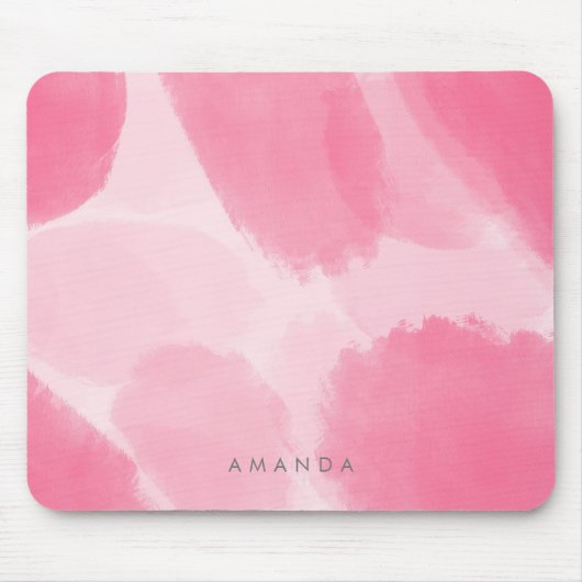 Abstraktes, heißrosa Pinselstrich Wasserfarbe Pers Mousepad (Vorne)