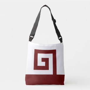 Abstraktes helikoidales Bordeaux-Design auf Weiß Tragetaschen Mit Langen Trägern