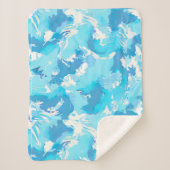 Abstraktes, hellblaues Muster und weiß Sherpadecke (Vorderseite)